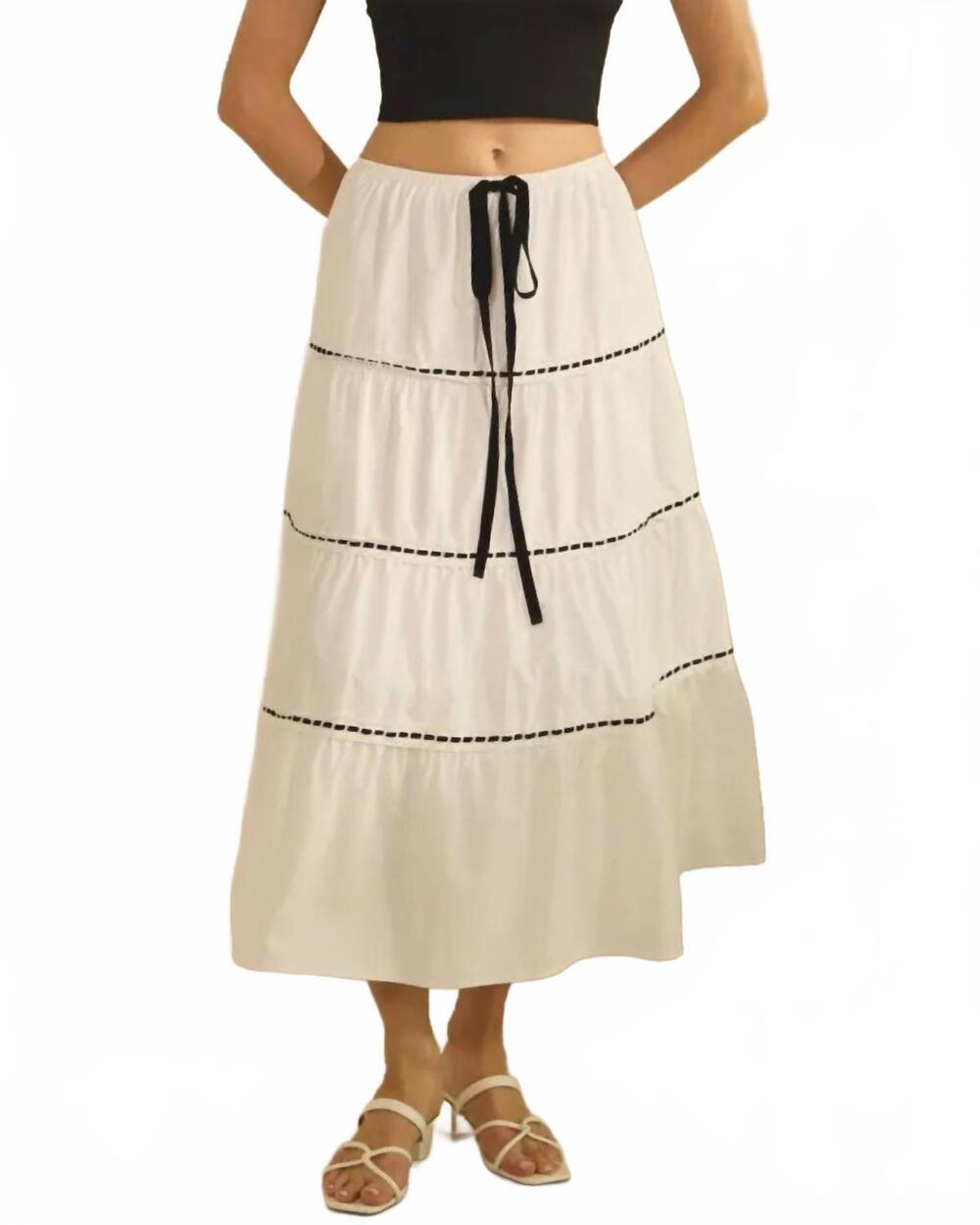 NEW ODDI poplin midi skirt in white